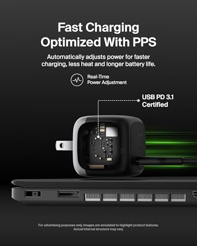 Belkin USB C Charger Block 65W, Super Fast Charging Block, Type C Wall Charger - Apple iPhone 17, Air, Pro, Galaxy S26, Google Pixel 10, MacBook, AirPods, Chromebook, Nintendo Switch 2 & More - Black - style: Single Pack