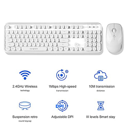 White Wireless Keyboard and Mouse Combo, Cute Bubble Keyboard with Round Keys,2.4Ghz Full Szie Aesthetic Minimalist Keyboard with Number Pad for PC Laptop Desktop - color: White wireless keyboard and mouse