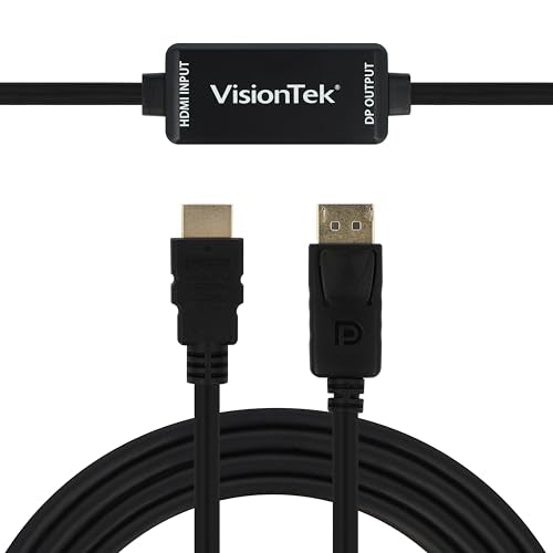 VisionTek HDMI to DisplayPort 1.5M Active Cable (M/M) - 900822 | 1440P 120Hz, Uni-Directional HDMI Device to DisplayPort Monitor, Plug and Play, for PS5, Xbox Series X, Switch 2, Desktop PC