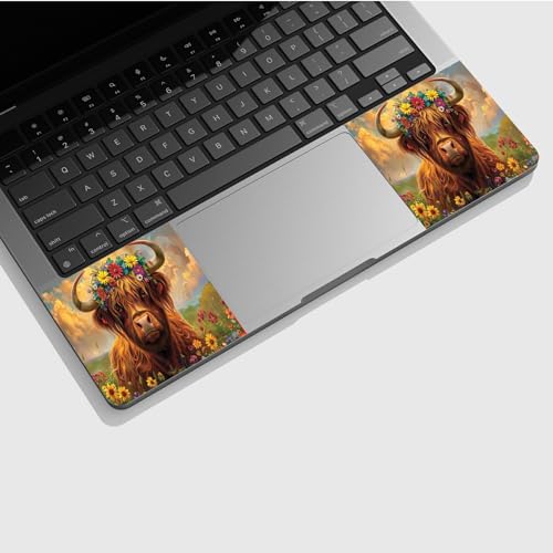 Universal Laptop Skin Sticker with 2 Wrist Pad Skins, Waterproof Scratch Resistant Vinyl Laptop Cover Decal, Cut to Fit for 11–15.6 Inch MacBook HP Dell Lenovo, Highland Cattle - color: Highland Cattle
