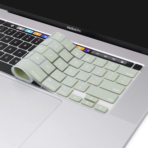 MOSISO Keyboard Cover Compatible with MacBook Pro 13 inch M2 M1 | 2023-2020 A2338 A2289 A2251&Compatible with MacBook Pro 16 2020 2019 A2141 Touch ID, Protective Silicone Skin, Sage Green - color: Sage Green