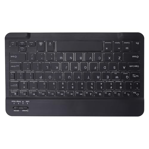 Portable Keyboard Wireless Rechargeable Ultra Slim Ergonomic Keyboard with RGB Backlit for Win Tablet Phone Laptop (Black) - color: Black