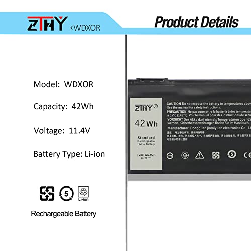 42Wh WDX0R 3CRH3 Battery Replacement for Dell Latitude 3480 3580 3189 3379 | Inspiron 15 7579 7573 7560 7569 7570 5565 5567 5570 5578 5579 7586 7368 7378 5368 5378 5379 5765 5767 5775 Vostro 5468 5471 - size: 7.6*4.13*0.2 inch WDXOR