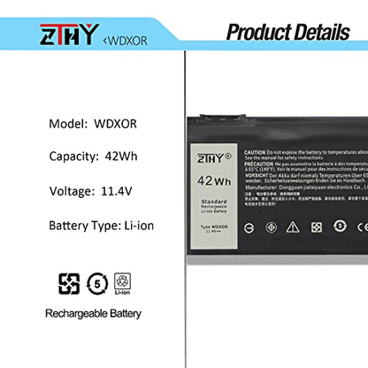 42Wh WDX0R 3CRH3 Battery Replacement for Dell Latitude 3480 3580 3189 3379 | Inspiron 15 7579 7573 7560 7569 7570 5565 5567 5570 5578 5579 7586 7368 7378 5368 5378 5379 5765 5767 5775 Vostro 5468 5471 - size: 7.6*4.13*0.2 inch WDXOR