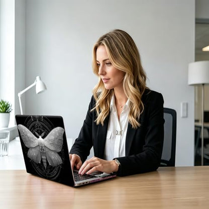 Black and White Moth Universal Laptop Skin Sticker 3PCS, Protective Decal Trim-to-Fit 11.6" 13.3" 14" 15.6" Laptop Vinyl Cover, Removable Anti-Scratch Computer Decal Protector - color: Black and White Moth