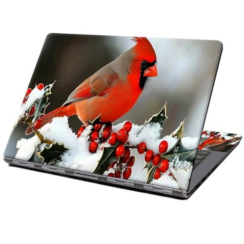 Laptop Skin Sticker Decal 12" 13" 13.3" 14" 15" 15.6",Waterproof Scratch Resistant Vinyl,Reusable Easy to Apply,for MacBook HP Dell Notebooks Netbooks Laptop,2 Wrist Pads,Cardinal Bird Snow - color: Cardinal Bird Snow