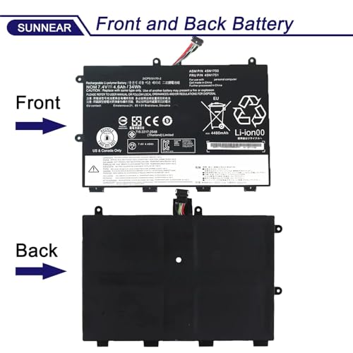 45N1750 45N1751 Laptop Battery for Lenovo ThinkPad Yoga 11e 45N1748 | 7.4V 34Wh 4600mAh; Battery Replacement for Lenovo ThinkPad Yoga 11e 20D9 20DA 20E6 20E8 20ED 20EE; 45N1749 - size: 8.74*5.24*1.26 inches 45N1750