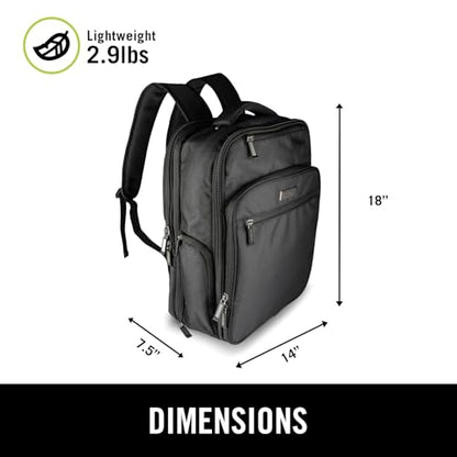 Kenneth Cole Reaction Brooklyn Commuter Backpack Slim 16" Laptop Computer & Tablet Anti-Theft RFID Business, Work, , & Travel Bookbag, Black Polyester