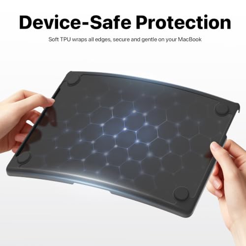 Soonjet FlexArmor for MacBook Air 13 inch Case | M5 M4 M3 M2 2026 2025-2022 | Hybrid Design, Cushioned Edges | Anti-Crack Defense | Ultra-Thin Hard Shell Laptop Cover 13.6'' (Noble Black Clear) - color: Noble Black Clear