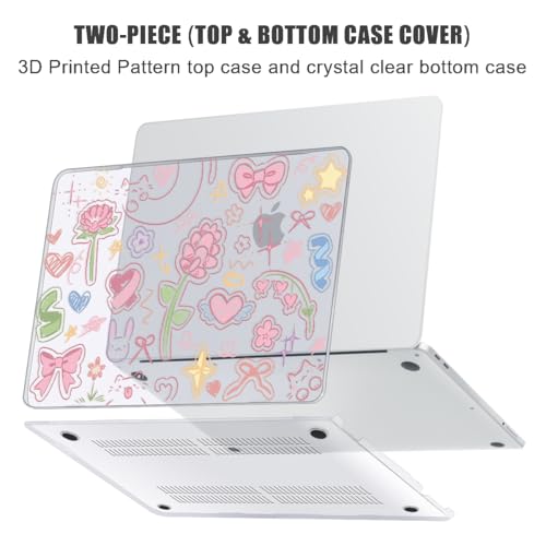 for MacBook Neo Case 13 inch 2026 A18 Pro (A3404), Anti-Scratch Protective Pattern Hard Shell Case, Trendy Laptop Cover with Keyboard Cover+Screen Film+Trackpad Film,Pastel Doodles ﻿ - color: Pastel Doodles