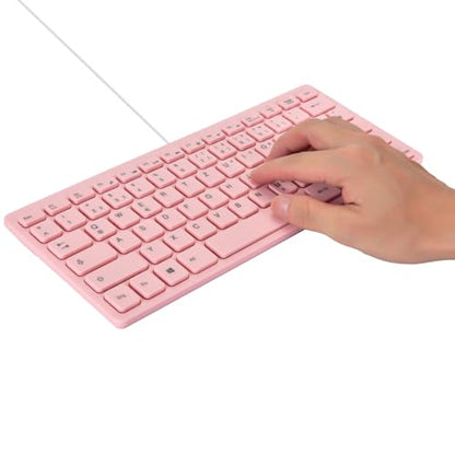 MCSaite Mini Wired Pink Keyboard - with Keyboard Cover Computer keypad for Laptop MAC Windows 10/8 / 7 / Vista/XP (Pink+Keyboard Film)