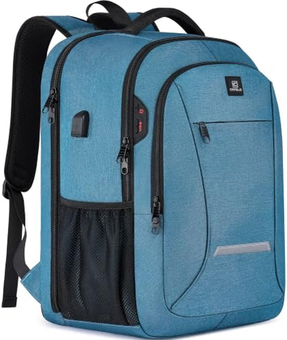 CAFELE Laptop Backpack, 17.3 Inch, Water-Repellent, USB Charging Port, for Business Travel School (Lake blue, 17.3 inches) - color: Lake Blue