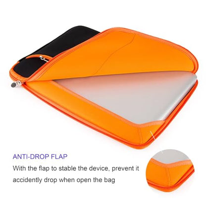 Neoprene 13.3 inch Laptop Sleeves, Slim Computer Bag for 13 in Notebooks, Tablets, Protective Cover for Men and Women - color: Black / Orange