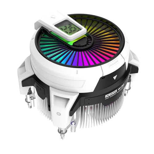 ALSEYE W90 CPU Cooler, Temperature Displayed CPU Cooler for Small Size PC Case with Powerful 90mm ARGB Lighting Fan and 40mm High-Performance Heat Column Inside (W90 AMD Version) - style: W90 AMD version
