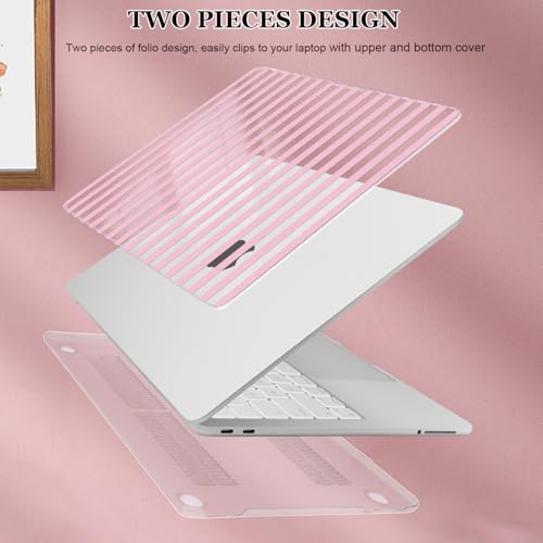 Compatible with MacBook Neo 13 inch Case 2026 (Model A3404), Printed Pattern Hard Shell Laptop Case with Keyboard Cover & Screen Film, Slim Plastic Protective Cover, Pink Stripes - color: Pink Stripes