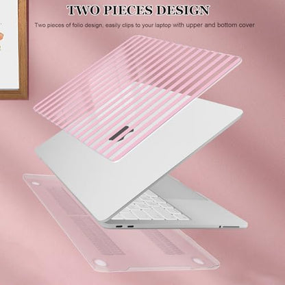 Compatible with MacBook Neo 13 inch Case 2026 (Model A3404), Printed Pattern Hard Shell Laptop Case with Keyboard Cover & Screen Film, Slim Plastic Protective Cover, Pink Stripes - color: Pink Stripes