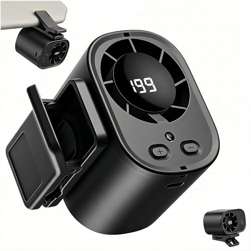 Car Clip On Fan,Portable Cooling Fan for Car with LED Display,360° Rotating Mini Fan,199 Speed Settings,USB Rechargeable 1500mAh Backseat Fan for Cars Without AC, Stroller,Office, Camping - color: Black