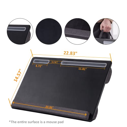 Extra Large Lap Laptop Desk - Full PU Material Mouse Pad Gaming Tray - Portable LapDesk with Phone Holder & Wrist Rest for Notebook, MacBook, Tablet, Bed, Sofa(Black, Fit Up 17.3-in Laptops) - color: Black