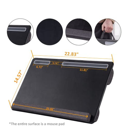Extra Large Lap Laptop Desk - Full PU Material Mouse Pad Gaming Tray - Portable LapDesk with Phone Holder & Wrist Rest for Notebook, MacBook, Tablet, Bed, Sofa(Black, Fit Up 17.3-in Laptops) - color: Black