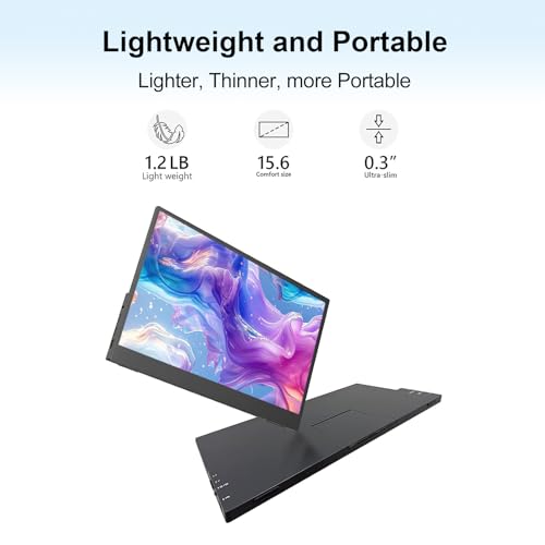 Portable Monitor Touchscreen 15.6" 1080P FHD IPS, 10-Point Touch Travel Gaming Display with Dual Speakers & Kickstand, USB-C HDMI External Screen for Laptop, PS5, Switch (1080P Touch, 15.6Inch) - size: 15.6 inches, style: 1080P Touch