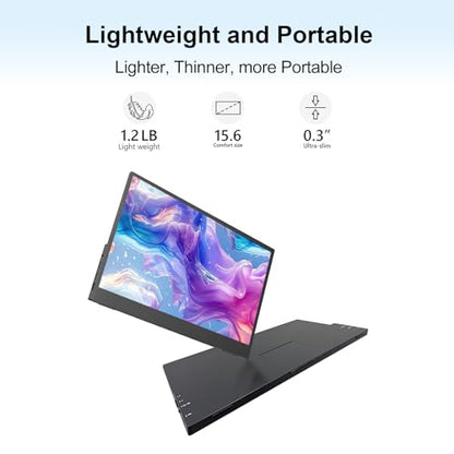 Portable Monitor Touchscreen 15.6" 1080P FHD IPS, 10-Point Touch Travel Gaming Display with Dual Speakers & Kickstand, USB-C HDMI External Screen for Laptop, PS5, Switch (1080P Touch, 15.6Inch) - size: 15.6 inches, style: 1080P Touch
