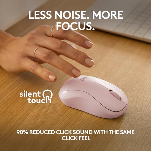Logitech M240 Compact Silent Bluetooth Wireless Mouse - Rose | Bluetooth connectivity, no USB receiver, quiet clicks, 3 non-customizable buttons, 18-month battery life, PC Mac compatible - color: Rose, size: 1 Pack, style: Bluetooth