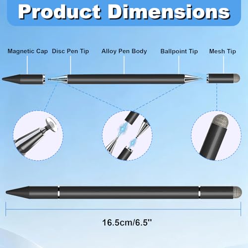 Stylus Pen for Echo Show 15/21 Inch with Holder Mount, 3 in 1 Magnetic Capacitive Stylus with Fiber Mesh Tip and Disc Tip, Compatible with All Capacitive Touchscreens - color: Black