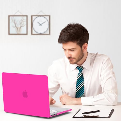 B BELK for MacBook Air 13.6 inch Case M5 2026 2025 2024 2023 2022 M4 M3 M2 | A3449 A3240 A3113 A2681, Plastic Hard Shell for MacBook Air 13 inch Case with Keyboard Cover & Screen Protector, Hot Pink - color: Hot Pink