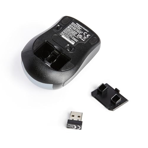 Amazon Basics 2.4 GHz Wireless Optical Computer Mouse with USB Nano Receiver, Portable, Silver - color: Silver, style: 1-Pack