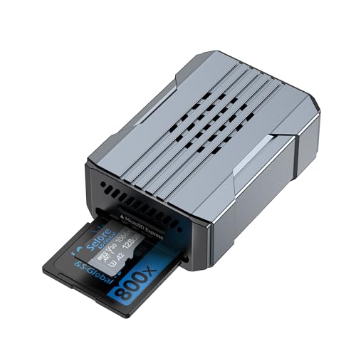 Selore microSD Express Card Reader for Switch 2, Up to 880MB/s | Dual-slot reader for microSD Express (up to 880MB/s) and SD cards (SDHC/SDXC), with USB-C & USB-A cables