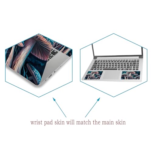 Laptop Decal Sticker Skin for 12" 13.1" 13.3" 14" 15" 15.4" 15.6" Netbook | Vinyl Art Skin Sticker Cover Notebook PC Protector ( 2 Wrist Pad Included), Removable Reusable, Mushroom - color: Mushroom Pattern
