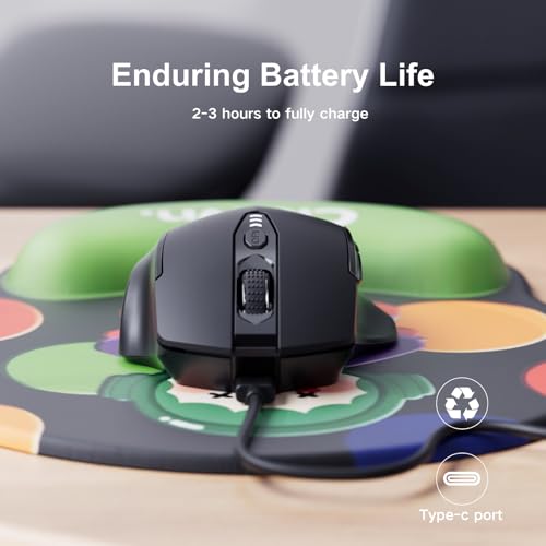 Uineer Wireless Mouse, 2.4GHz Rechargeable Computer Mouse, Battery Display | Stable 2.4GHz USB-A connection, rechargeable battery display and 4 adjustable DPI levels. - color: Matte Black