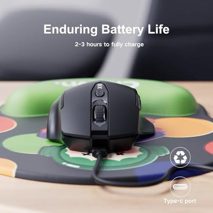 Uineer Wireless Mouse, 2.4GHz Rechargeable Computer Mouse, Battery Display | Stable 2.4GHz USB-A connection, rechargeable battery display and 4 adjustable DPI levels. - color: Matte Black