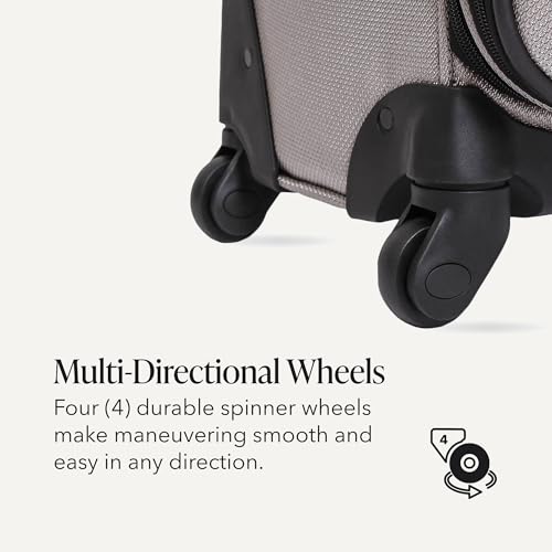 SWISSGEAR Sion Softside Expandable Spinner Luggage Durable Lightweight Travel Suitcase, Pewter, Checked-Medium - color: Pewter, size: Checked-Medium