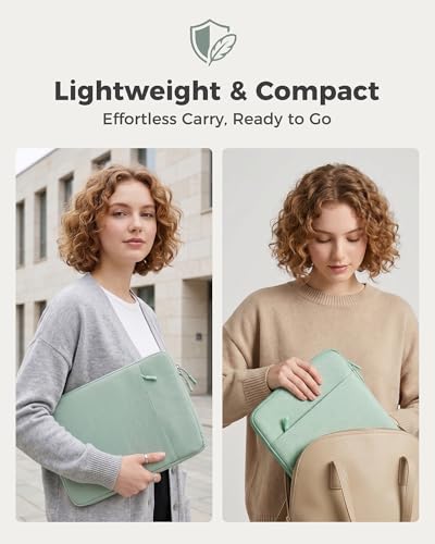 ProCase Laptop Sleeve 13" for MacBook Neo/Air/Pro with A18/M5/M4/M3/M2/M1 ﻿ | Slim Travel Sleeve with Soft Plush Lining & Large Front Pocket, Water-Resistant, Also Fit 13" HP Dell Lenovo ASUS Acer - color: Willow Green, size: 13-inch