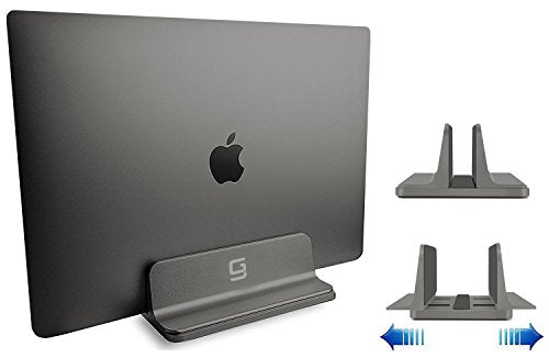Vertical Laptop Stand for Desk [Adjustable] Sturdy Aluminum Dock Fits All Laptops (up to 20.3 inches) Space Saving, Modern Compact Holder, Compatible with MacBook Pro/Air, Surface, HP, Dell (Gray) - color: Gray