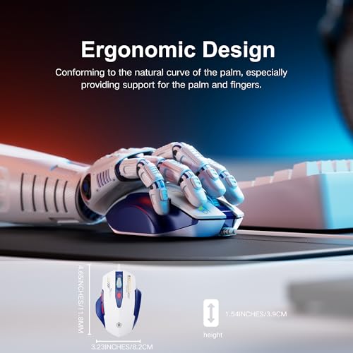 Uineer Wired Mouse, USB-A Computer Mouse with 6 Buttons,Adjustable | Plug-and-play USB-A wired connection with 6 programmable buttons, 7200 DPI and a 1.5 m cable. - color: Bluewhite