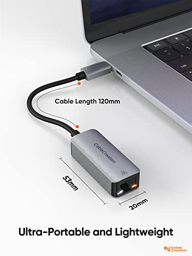 CableCreation USB C Network Adapter, Type-C (Thunderbolt 3) to RJ45 Gigabit Ethernet LAN Network Adapter Compatible with Steam Deck, MacBook Pro,MacBook Air,M1/M2,iPad 2022,Galaxy S22 Ultra