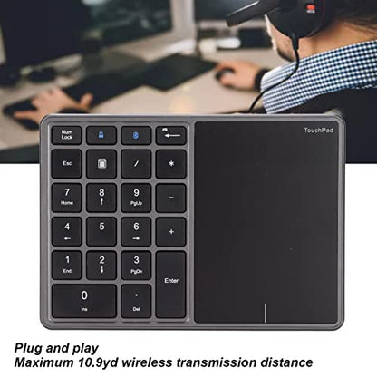 ASHATA 2 in 1 Number Pad, Mini 22 Keys Numeric Keypad, Blutooth 4.2 2.4G Dual Modes USB Number Pad Numpad with Touchpad for Laptop, PC, Desktop, Notebook(Iron)