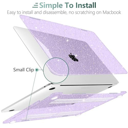 for MacBook Pro 13 inch Case 2023 2022 2021 2020 Release Model A2338 M2/M1 A2289 A2251 with Touch Bar & Touch ID, Glitter Bling Plastic Hard Shell Case & Keyboard Cover, Star Purple - color: Star Purple