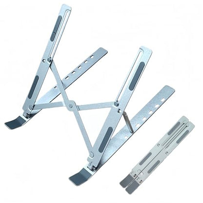 Aluminum Foldable Laptop Stand for Desk, Tablets and 10-17" Laptops | Portable Notebook Stand Computer Holder Adjustable Riser for MacBook Air/Pro/Neo, iPads, Tablets, More Laptops