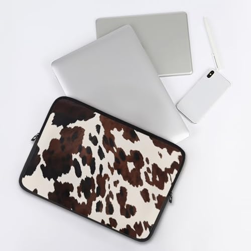 Black Brown Cow Print 15 Inch Laptop Sleeve Shockproof Slim Tablet Carrying Case Bag Easy to Carry - color: Black Brown Cow, size: 15 Inch