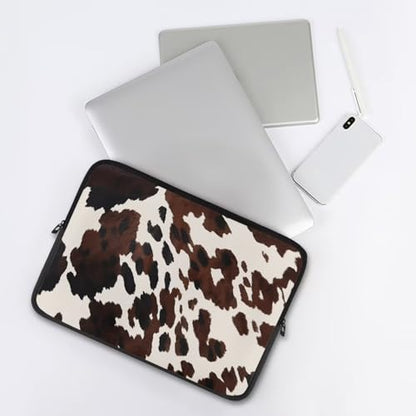 Black Brown Cow Print 15 Inch Laptop Sleeve Shockproof Slim Tablet Carrying Case Bag Easy to Carry - color: Black Brown Cow, size: 15 Inch