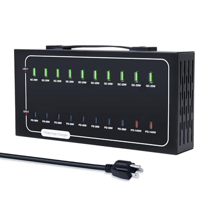 770W USB Charging Station, 20 Port Fast Charging Station for Multiple Devices, PD-140W USB C Charger Block, Smart Power Delivery & Multi Protection for Laptop MacBook iPhone, iPad, Tablet, and More