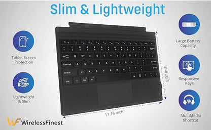 Keyboard Replacement Type Cover Trackpad Mouse for Microsoft Surface Pro 7+ 7 Pro 6 Pro 5 Pro 4 Pro 3 Ergonomic Portable Slim Wireless Bluetooth Rechargeable
