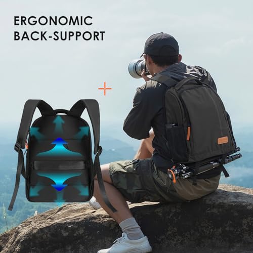 TARION Camera Backpack for Photographers Compact 15L, TB04 Black | 15 Inch Laptop Compartment, Side Access Quick Draw, Anti-theft Hidden Pocket, Tripod Holder, Rain Cover, Travel-Friendly - color: Black