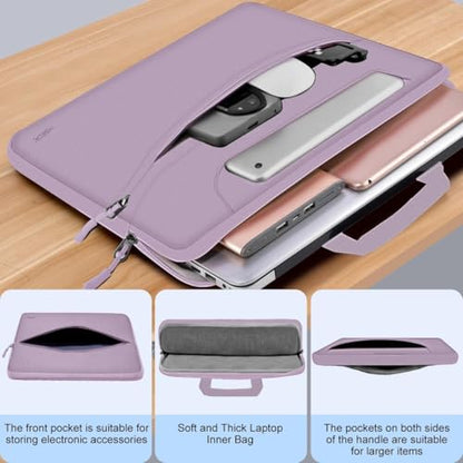 Laptop Case 15.6 inch Shoulder Bag, Durable Shockproof Protective Computer Carrying Briefcase with Multi-Pockets and Strap Compatible with Most 15.6 inch Notebooks,Light purple - color: Light Purple, size: 15.6"