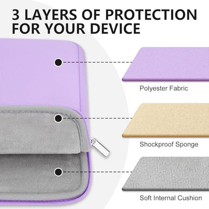 13 Inch Laptop Sleeve Portable Carrying Case with Front Pocket Padded Computer Pouch Cover Compatible with MacBook Air 13.6 Inch M4 M3 M2 2025-2022, 14 Inch MacBook Pro M4 M3 M2 M1 - color: Pale Purple, size: 13 inches