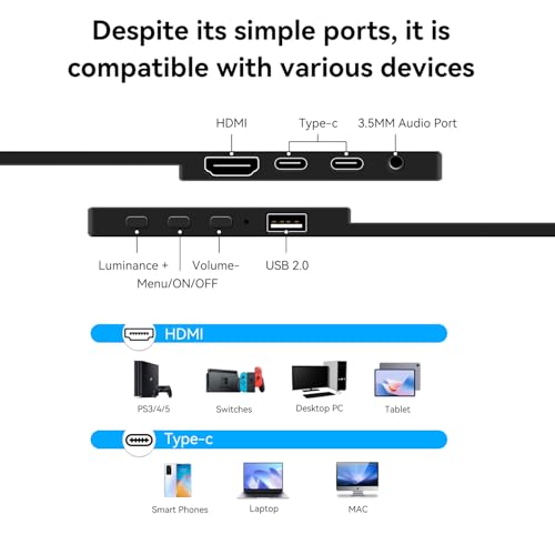 14 Inch Touchscreen Portable Monitor with Stand, 1920x1200 IPS HDR Ultra Slim USB-C HDMI External Display for Laptop Phone Switch