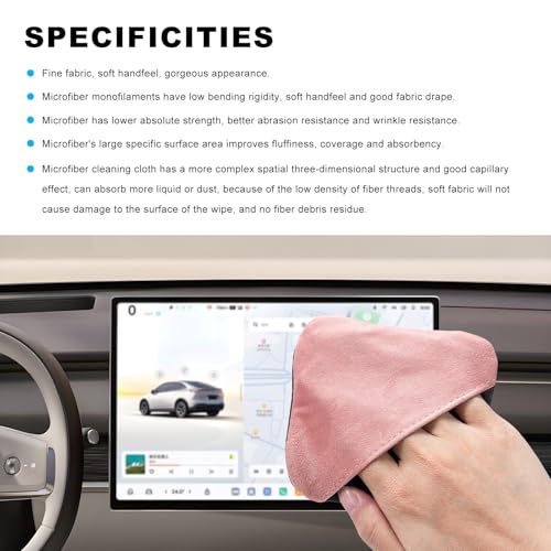 Ohleats Car Screen Cleaner, Microfiber Auto Screen Cleaning Pad, Foldable Touch Screen Cleaner Cloth for Vehicle Dashboard LCD Display, Car Cleaning Kits - color: Pink&Gray,2Pcs